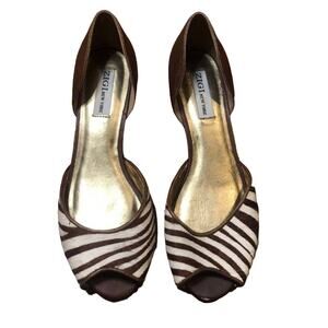 ZigiNY Gillis Zebra Peep Toe Wedge d'Orsay Heels Sz 8.5